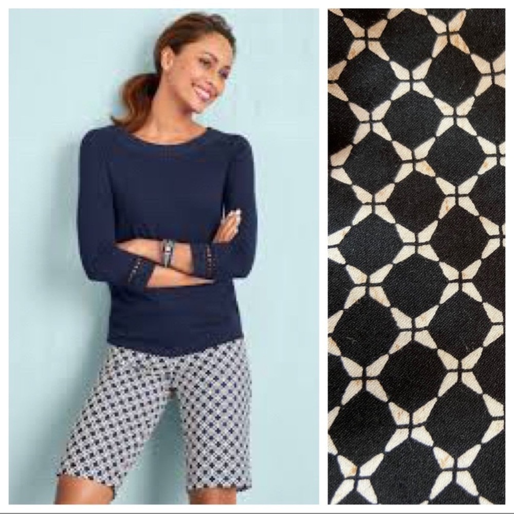 Talbots Black and White Patterned Women Shorts